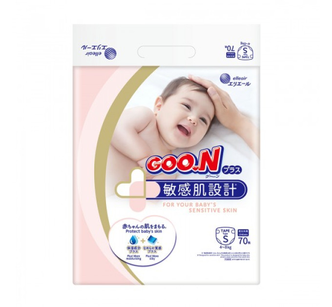 Підгузки Goo.N Plus для дітей (S, 4-8 кг, 70 шт)