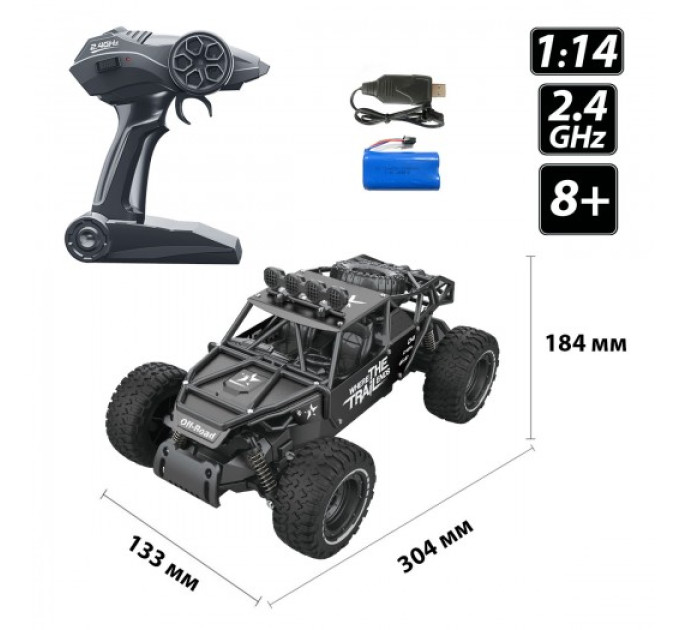 Автомобіль Off-road Crawler з р/к – Race (матовий чорний, 1:14)