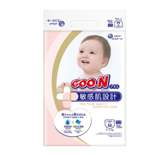 Подгузники Goo.N Plus для детей (М, 6-11 кг, 56 шт)