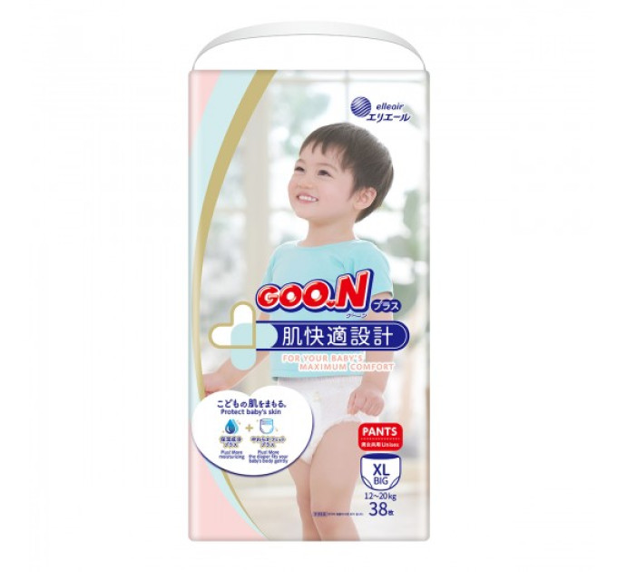 Підгузки Goo.N Plus для дітей (XL, 12-20 кг, 38 шт)