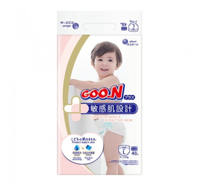 Підгузки Goo.N Plus для дітей (L, 9-14 кг, 48 шт)