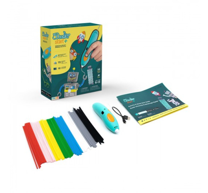3D-ручка 3Doodler Start Plus для дитячої творчості базовий набір- КРЕАТИВ (72 стрижні)