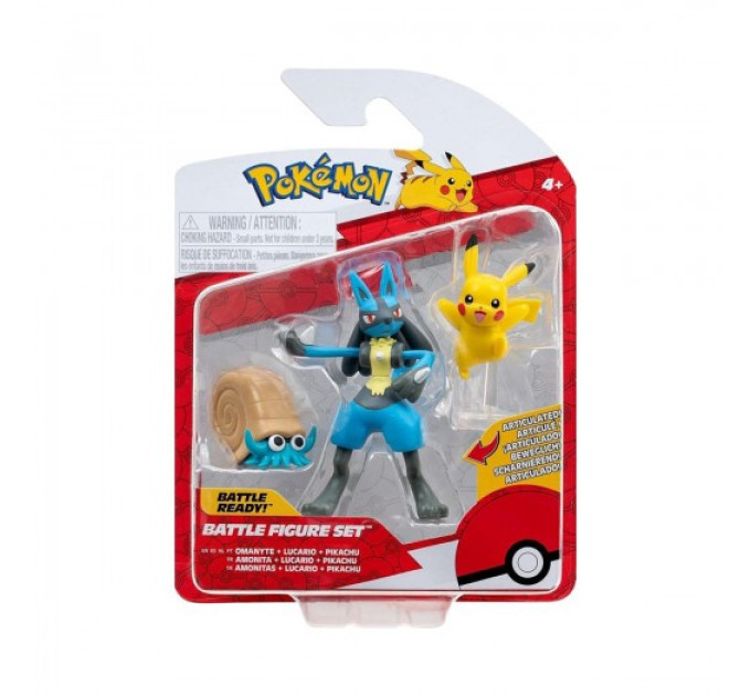 Набір ігрових фігурок Pokemon W17 - Оманайт, Пікачу, Лукаріо