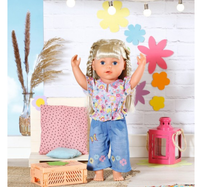 Одяг для ляльки Baby Born - Квітковий джинс