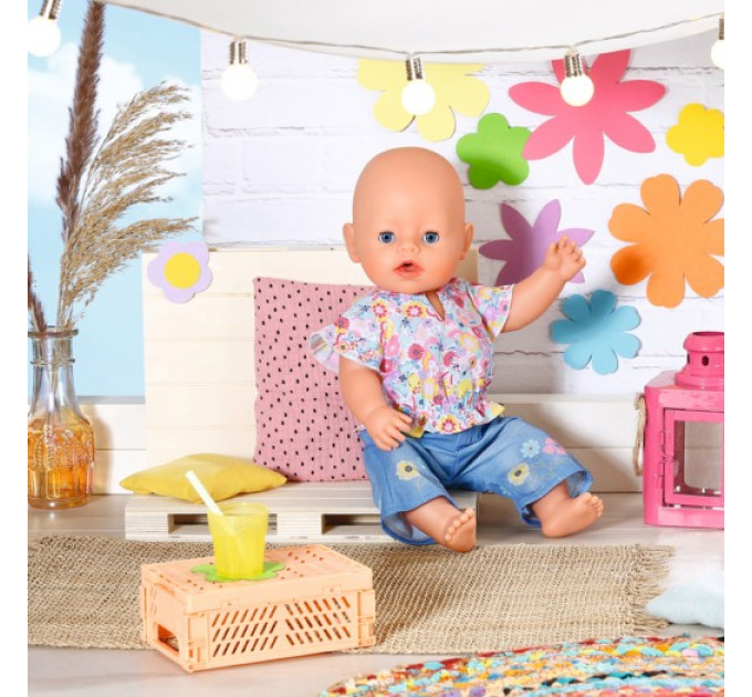 Одяг для ляльки Baby Born - Квітковий джинс