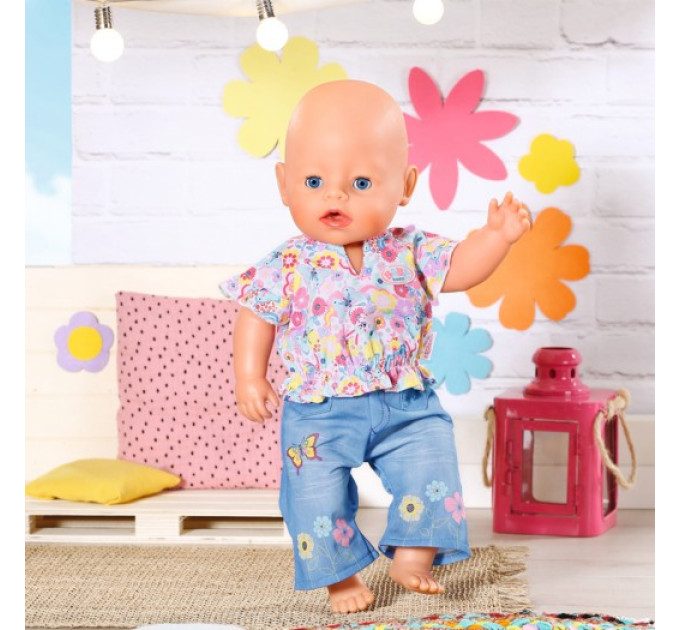 Одяг для ляльки Baby Born - Квітковий джинс