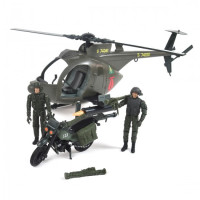 Ігровий набір ELITE FORCE — БАГАТОЦІЛЬОВИЙ ГВИНТОКРИЛ MH-6 (гвинтокрил, мотоцикл, фігурки, аксес.)
