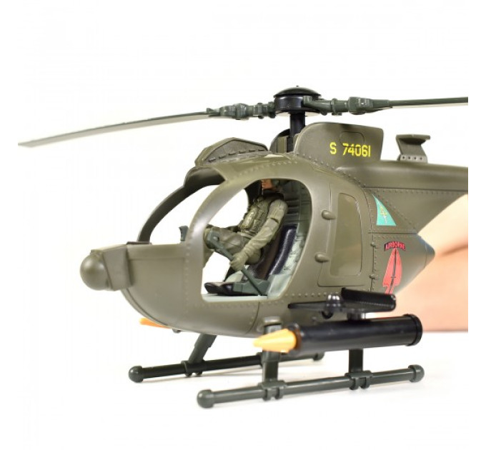 Ігровий набір ELITE FORCE — БАГАТОЦІЛЬОВИЙ ГВИНТОКРИЛ MH-6 (гвинтокрил, мотоцикл, фігурки, аксес.)