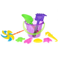 Same Toy Набор для игры с песком с Воздушной вертушкой (фиолетовое ведро) (9 шт.)