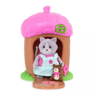 Li`l Woodzeez Игровой набор - Домик c сюрпризом (розовая крыша, 1 фигурка котика, 1 аксессуар)