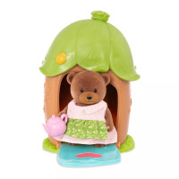 Li`l Woodzeez Игровой набор - Домик c сюрпризом (зеленая крыша, 1 фигурка медведя, 1 аксессуар)